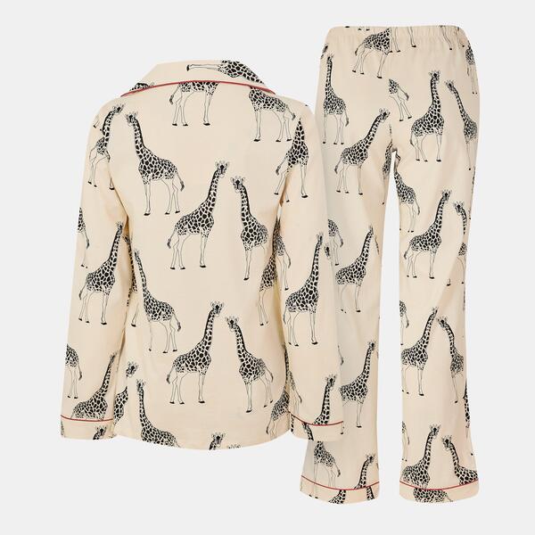 チェルシーピア レディース アンダー御召しもの ナイト爵御召しもの Chelsea Peers Button Upyjama Set White Giraffe 白いこと