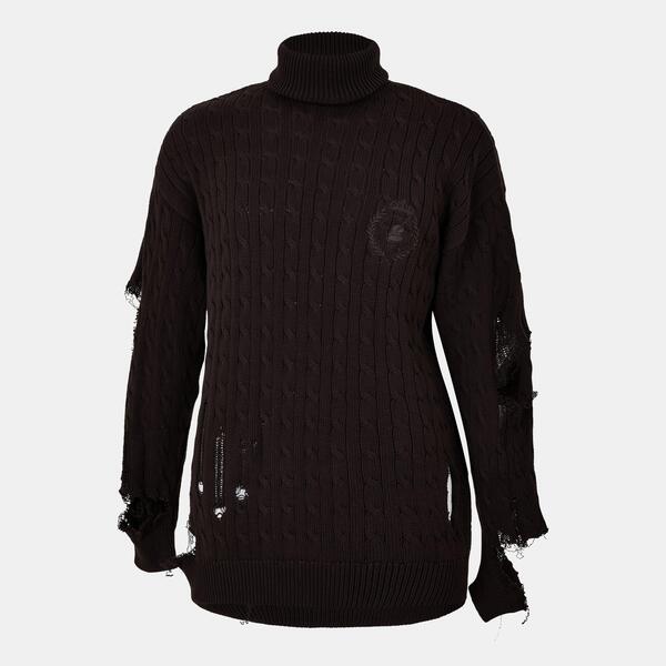 バレンシアガ メンズ アウター ニット・セーター Balenciaga Extreme Distressed Crest Jumper Brown W ブラウン