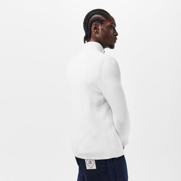 シーピーカンパニー メンズ アウター ニット・セータートルネック CP Company Men's Quarter Button Knitted Turtle Neck Jumper Gauze White 103 ホワイト