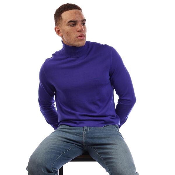 雇い主 メンズ アウター ニット・セータートルネック Boss Men\u0027s Baldebert E Turtle Neck Jumper Dark Purple パープル