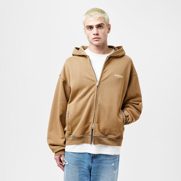 リプレゼント メンズ アウター パーカー・スウェット ロゴ Represent Men's Rep Owners Club Zipped Hoodie Bold Logo Almond｜ReVida 店