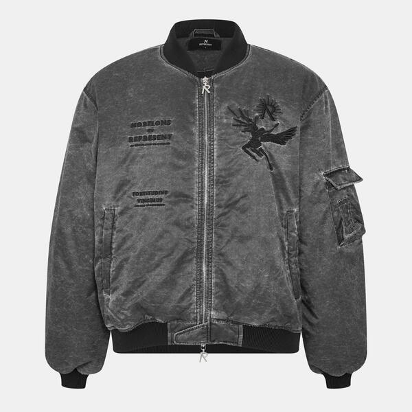 リプレゼント メンズ アウター 上衣・上衣 Represent Men\u0027s Water-Resistantailored Fit Bomber Jacket Jet Black 黒いこと メンズファッション-コート・ジャケット