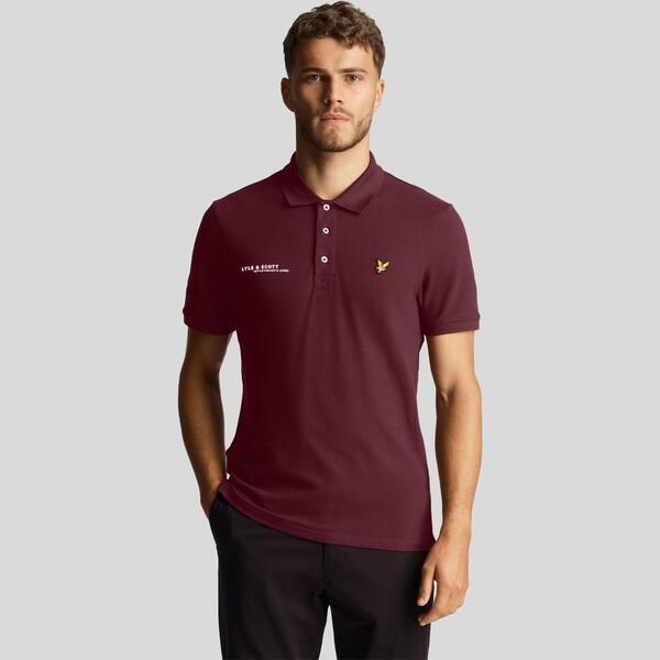 ライルアンドスコット メンズ トップス ポロシャツ プリント Lyle and Scott Co-Ordinate Print Plain Polo Shirt Burgundy バーガンディ