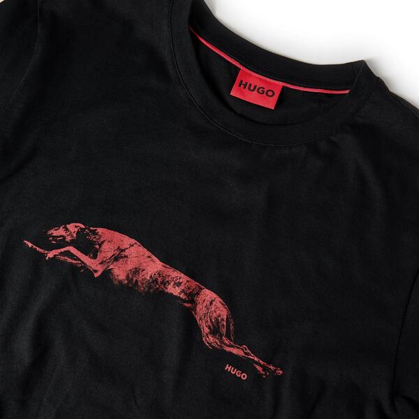 フューゴ メンズ トップス Tシャツ レギュラーフィット Hugo Men Didug Regular Fit-Shirt Black ブラック