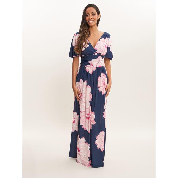 ジーナバッコーニ レディース トップス ワンピース フラワー柄 マキシ フラワー Gina Bacconi Berlin Multi Colored Floral Maxi Dress Navy Multi ネイビー