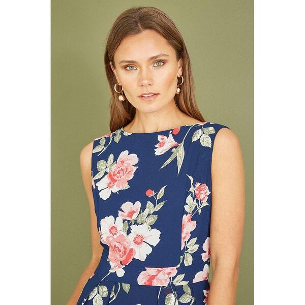 メラロンドン レディース トップス ワンピース フラワー柄 フラワー Mela Londonavy Floral Skater Dress With Scoop Back Navy ネイビー