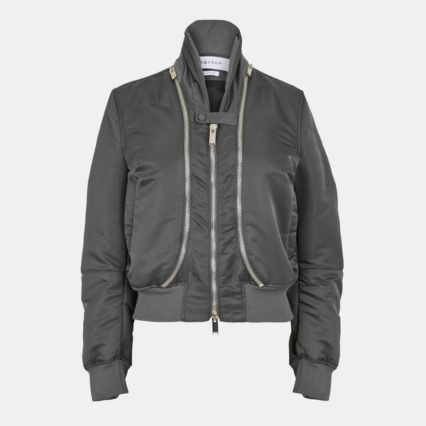 アレキサンダー・マックイーン レディース アウター 上衣・上衣 Alexander McQueen Women\u0027s Alex Bomber Jacket Grey 薄墨色