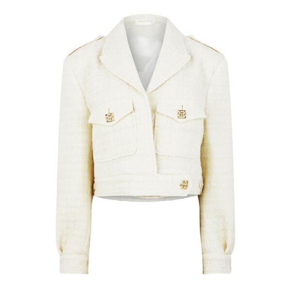 ジバンシー レディース アウター 上衣・上衣 ツィード クロップド GIVENCHY Women\u0027s Cropped Tweed Long Sleeve Hybrid Jacket Ecru エクリュ