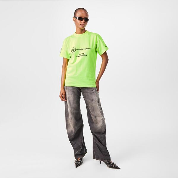 バレンシアガ レディース トップス Tシャツ Balenciaga World Food Programme T-Shirt Yellow/Black ブラック