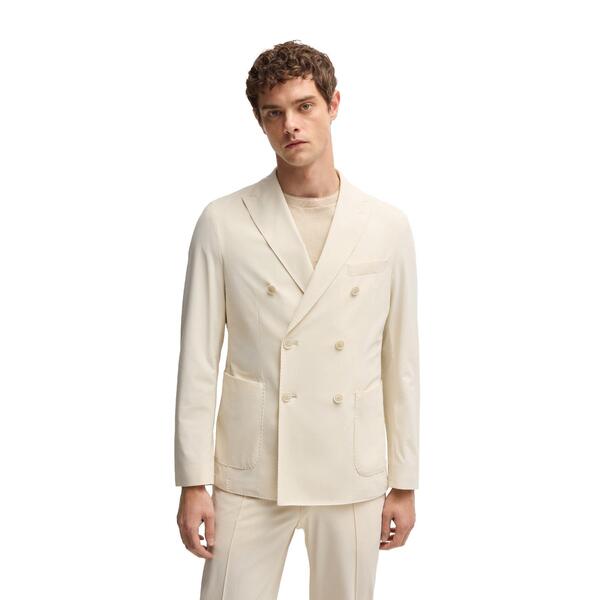 ボス メンズ アウター ジャケット・ブルゾン Boss Hanry Double Breasted Formal Jacket Open White ホワイト