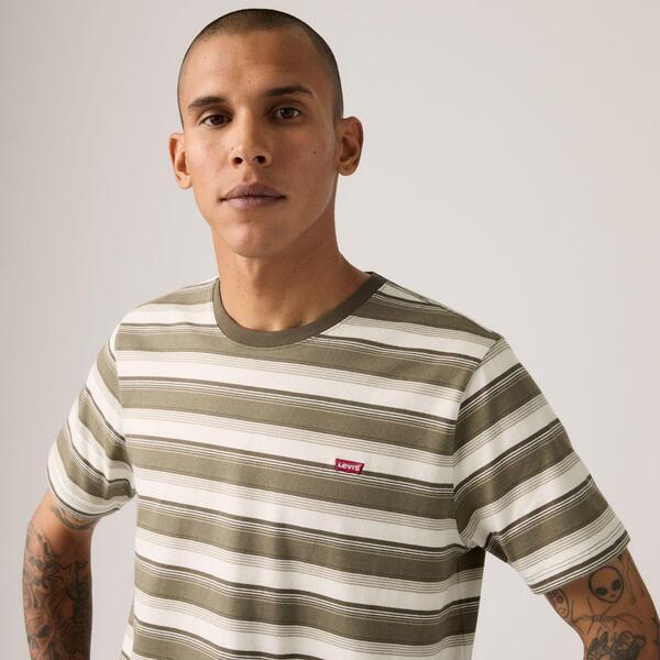 リーヴァイズジーンズ メンズ トップス プルオーバー Levis Original T Shirt Stripe Green 緑であること
