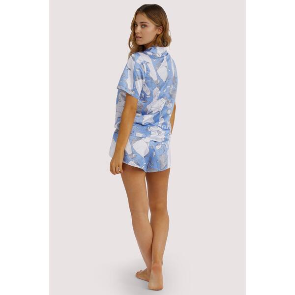 プレイフルプロミス レディース アンダーウェア ナイトウェア ショートパンツ サテン Playful Promises Logan Spectorecycled Blue Statuesatin Shorts Blue ブルー