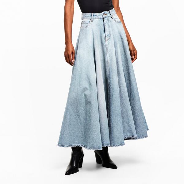 バレンシアガ レディース 下つ方スコート ジーンズ マキシ Balenciaga Womens Denimaxi Skirt Dirty Blue 青碧
