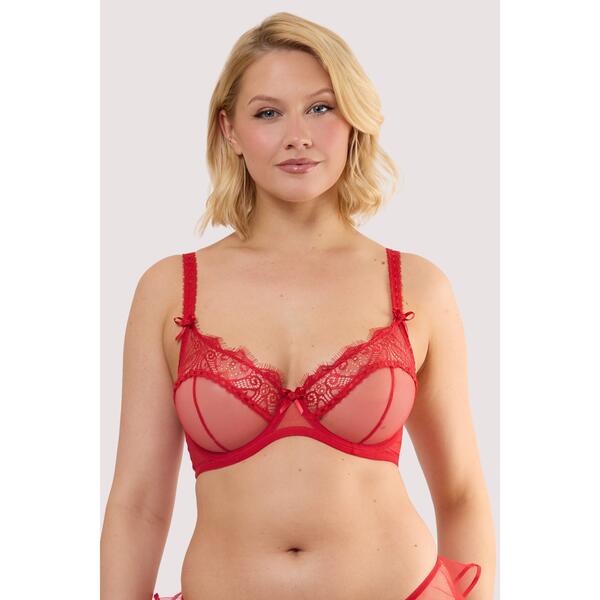 プレイフルプロミス レディース アンダーウェア ブラジャー レース Playful Promises Monica Red Ribbon Slot Lace Bra Red レッド 12,525円