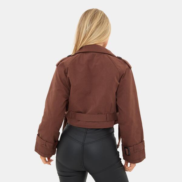 アイソウイットファースト レディース アウター ジャケット・ブルゾン クロップド I Saw It First Cropped Trench Jacket Brown ブラウン