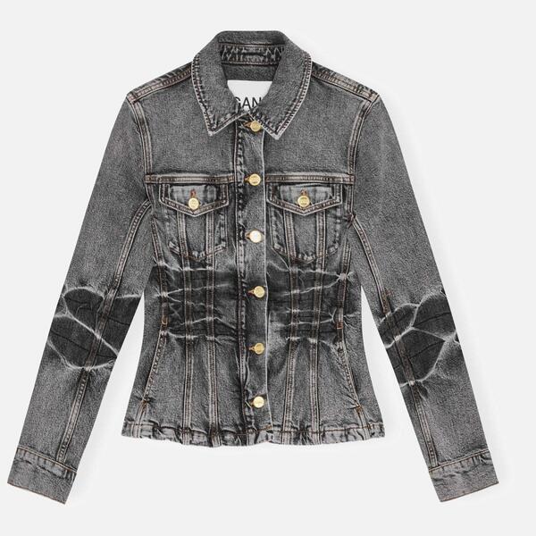 ガニー レディース アウター ジャケット・ブルゾン デニム Ganni Women's Fittedenim Jacket Black Washed ブラック
