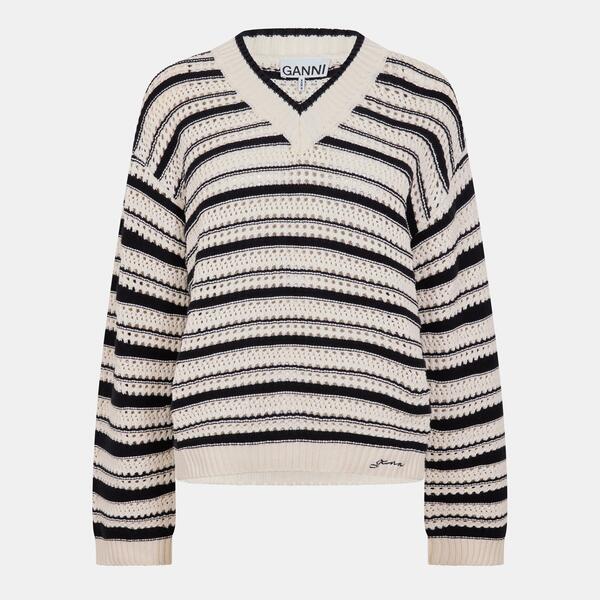 ガニー レディース アウター パーカー・スウェット シャツ コットン Ganni Women'stripe Cotton Crew Sweatshirt Multicolour マルチカラー|ReVida 店