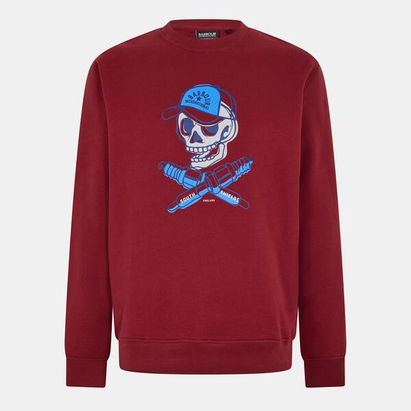 バブアー メンズ アウター パーカー・スウェット プルオーバー Barbour Men\u0027s B.Intl Morgan Crew Sweatshirt Wine ぶどう酒