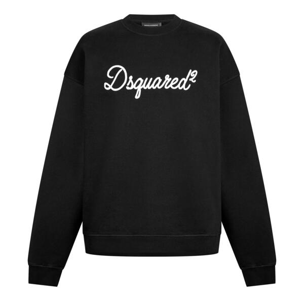 ディースクエアード メンズ アウター パーカー・スウェット シャツ DSquared2 Men's DSQ Big Signature Crew Sweatshirt Black ブラック
