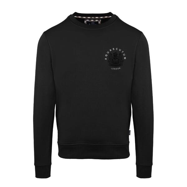 アクアスキュータム メンズ アウター パーカー・スウェット シャツ Aquascutumen's Roundnk Sweat Crew Sweatshirt Black ブラック｜ReVida 店