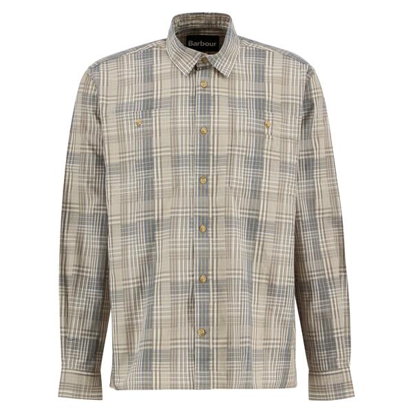 バブアー メンズ トップス シャツ 長袖 Barbour Mens Barbour Maxwell Checked Patch Long-Sleeved Relaxed Shirt Grey Olive グレー|ReVida 店