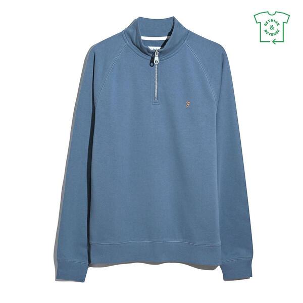 ファーラー メンズ アウター ニット・セーター Farah Jim Zip Jumper Blue Tide 401 ブルー