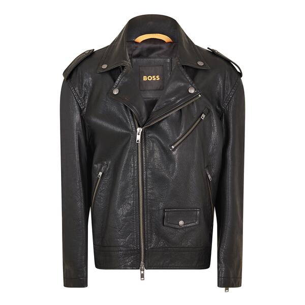 ボス メンズ アウター ジャケット・ブルゾン レザー Boss Men's Jonu Leather Jacket Black ブラック