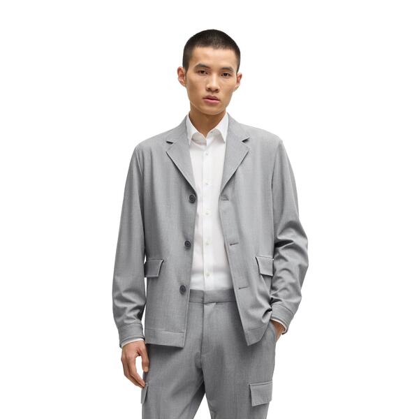 ボス メンズ アウター ジャケット・ブルゾン Boss Men's P Carper Flaps Formal Jacket Medium Grey グレー