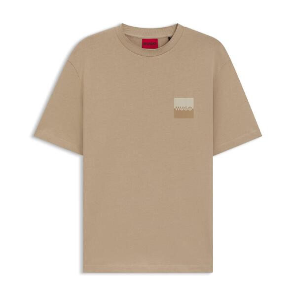 フューゴ メンズ トップス Tシャツ ロゴ Hugo Dusplito Split Logo T-Shirt Beige ベージュ｜ReVida 店