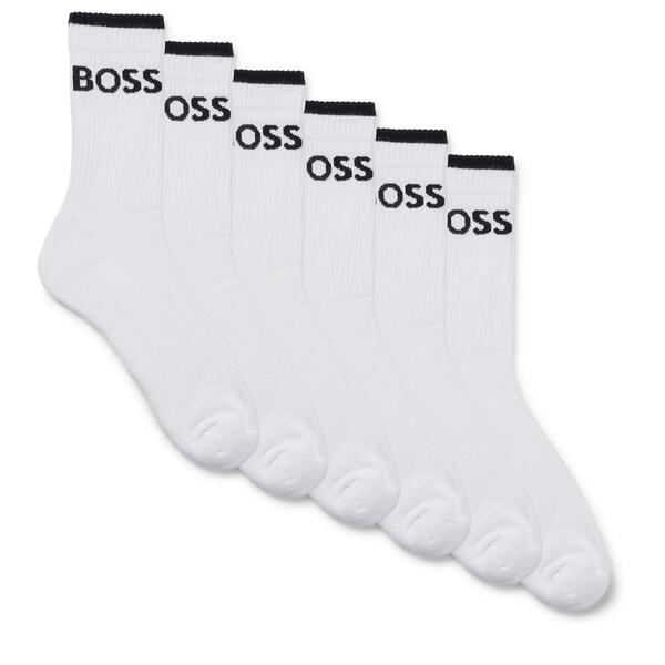 ボス メンズ アンダーウェア 靴下 Boss Men'stripe Crew Socks White 100 ホワイト|ReVida 店