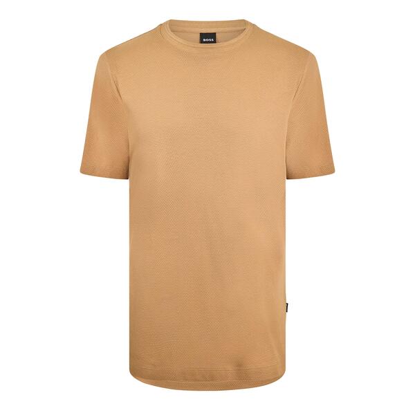 ボス メンズ トップス Tシャツ コットン Boss Men's Tiburt Bubble Structure Cotton Short Sleeve T-Shirt Medium Beige ベージュ｜ReVida 店