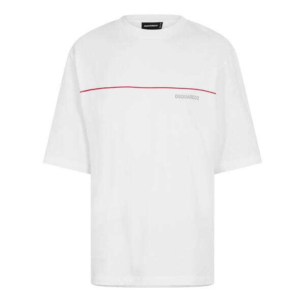 ディースクエアード メンズ トップス Tシャツ DSquared2 Men's DSQ Line Oversized T-Shirt White ホワイト