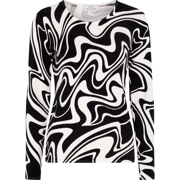 ジーナバッコーニ レディース アウター ニット・セーター プリント Gina Bacconi Neliabstract Print Jumper Black / White ホワイト