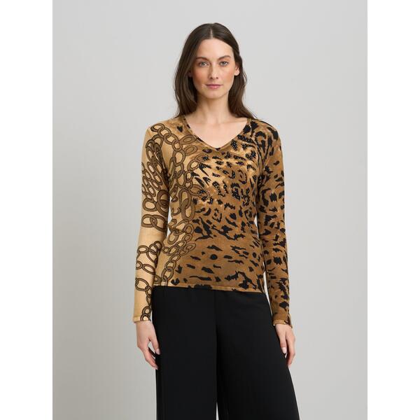ジーナバッコーニ レディース アウター ニット・セーター プリント Gina Bacconi Korra Leopard Print Jumper With Diamante Leopard アニマル
