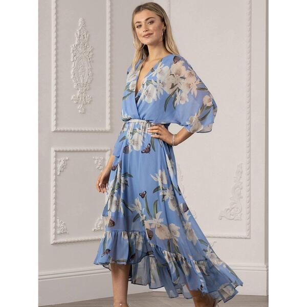 ユミキム レディース トップス ワンピース フラワー柄 フラワー Yumi Urban Light Blue Floral Wrap Dress Light Blue ブルー｜ReVida 店