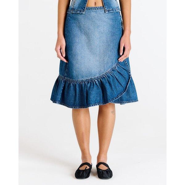 ザラグドプリースト レディース ボトムスカート デニム The Ragged Priest Women's Gail Buckle Denim Skirt Dirty Wash デニム
