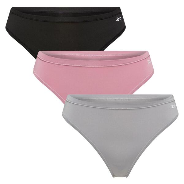 リーボック レディース アンダー御召しもの ズボン下 Reebok Womens 3 pack Thong Agatha Black/Gry/Berry 黒いこと