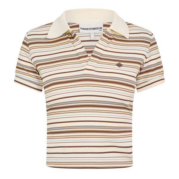 ザ クチュール クラブ レディース トップス ポロシャツ The Couture Club Womenstriped Polo Shirt Beige ベージュ