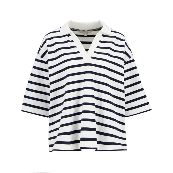 バブアー レディース トップス Tシャツ Barbour Womens Inez Striped T-Shirts Cloud / Navy ネイビー