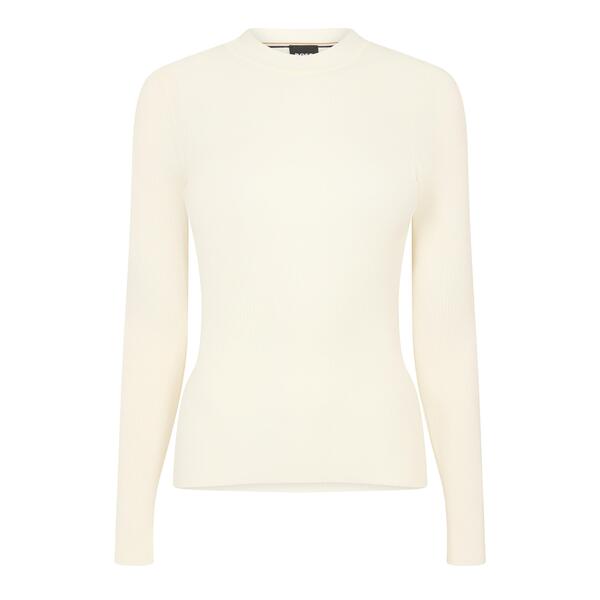 元締め レディース トップス ティーシャツ Boss Women\u0027s Feskiera Long Sleeve T-Shirt Open White 白いこと トップス-レディースファッション-Tシャツ・カットソー
