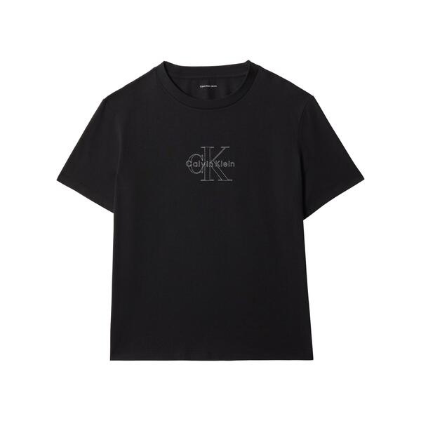 カルバンクライン レディース トップス プルオーバー ロゴタイプ Calvin Klein Jeans Women\u0027s Logo T-Shirt Glitter Black 黒いこと