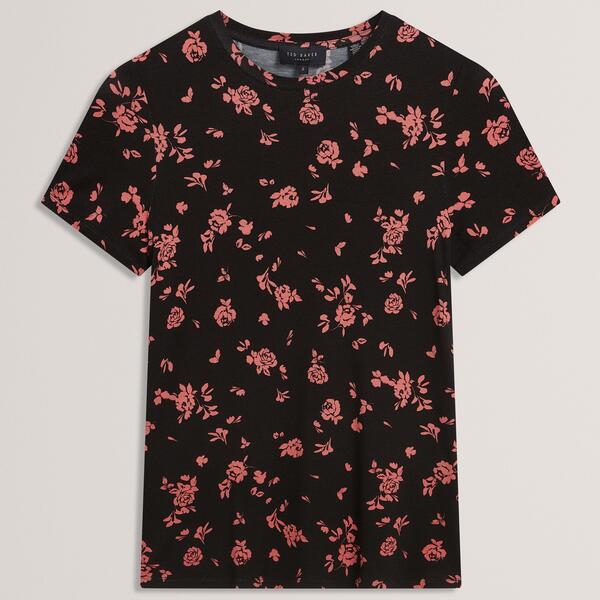 テッドベーカー レディース トップス ティーシャツ Ted Baker Ted AOP Tee Ld63 Black 黒いこと レディースファッション-Tシャツ・カットソー