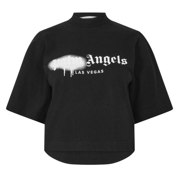 パーム・エンジェルス レディース トップス Tシャツ クロップド Palm Angels Women's Milano Cropped T-Shirt Black White ホワイト
