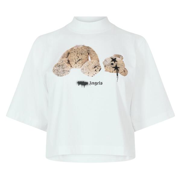 パーム・エンジェルス レディース トップス Tシャツ Palm Angels Women's T-Shirt White Brown ホワイト