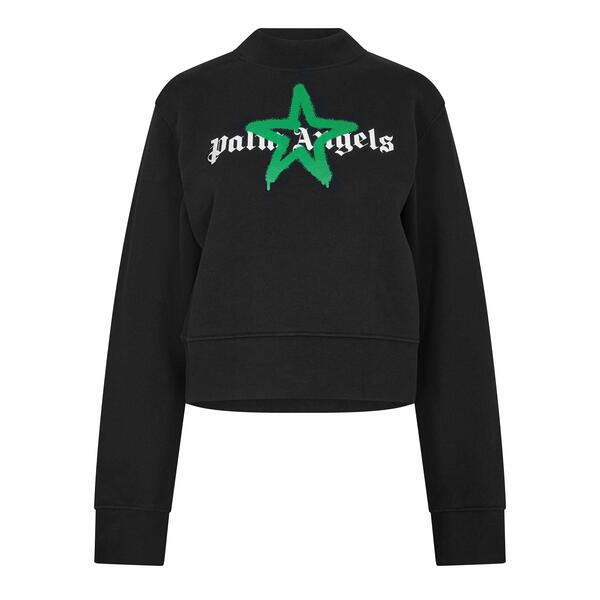 パーム・エンジェルス レディース トップス Tシャツ Palm Angels Women'star Crew T-Shirt Black Green ブラック