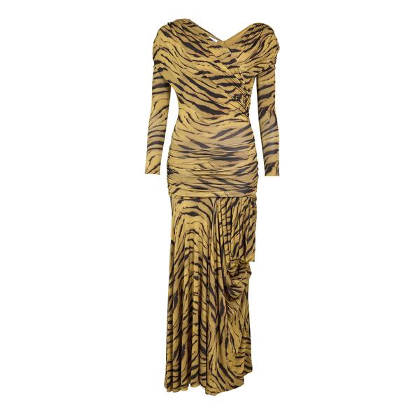ガニー レディース トップス シャツ マキシワンピース プリント ジャージー マキシ Ganni Women's Printed Jersey Long Maxi Dress Khaki カーキ｜ReVida 店