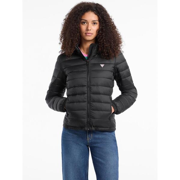 ゲス レディース アウター ジャケット・ブルゾン Guess Women's Hooded Short Puffer Jacket Jet Black A996 ブラック|ReVida 店