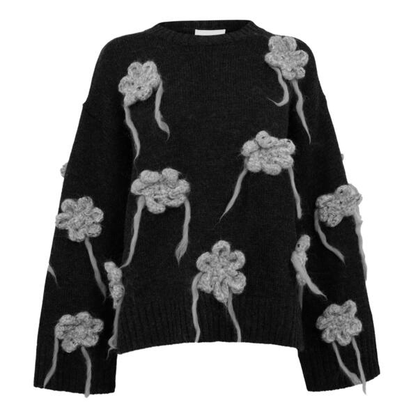 ガニー レディース アウター パーカー・スウェット ティーシャツ Ganni Women\u0027s Flwr Crochet Crew Sweatshirt Phantom