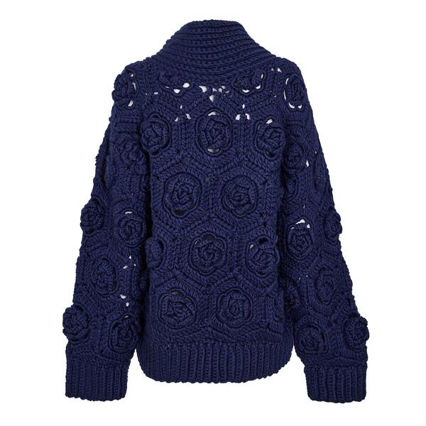 ガニー レディース アウター パーカー・スウェット プルオーバー Ganni Women\u0027s Flwr Crochet Crew Sweatshirt Sky Captain