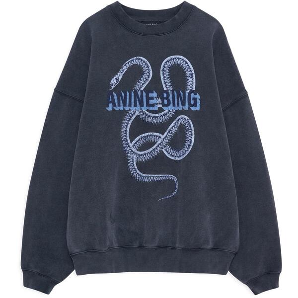 アニービン レディース アウター パーカー・スウェット シャツ Anine Bing Women's Harvey Crew Sweatshirt Washed Black ブラック｜ReVida 店